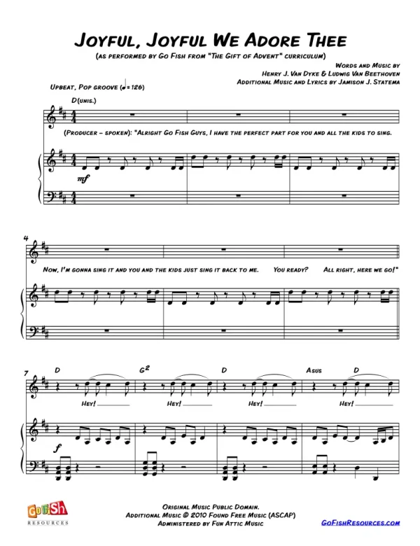 Joyful, Joyful We Adore Thee - Sheet Music